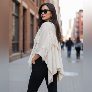 bishop + young Open Front Fringed Cardigan